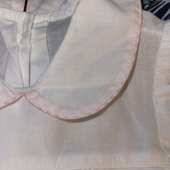 Fancy threads white lines rose embroidery pink piping Daygown. Heirloom 0-3 Mo. - Picture 5 of 7